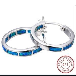 Blue fire opal earring